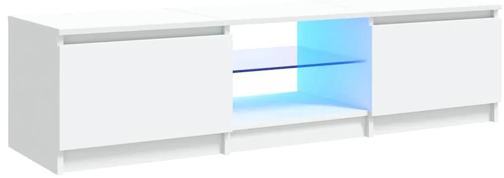804292 vidaXL ТВ шкаф с LED осветление, бял, 140x40x36 см