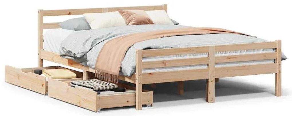 3301614 vidaXL Рамка за легло без матрак, 160x200 см, масивна чамова дървесина