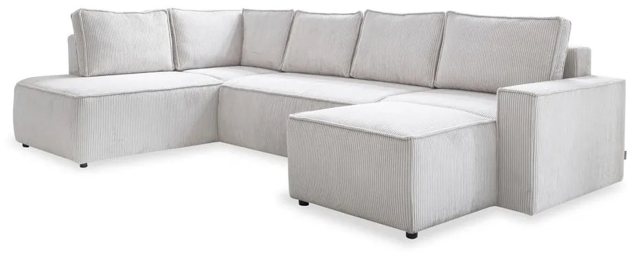 Бял разтегателен ъглов диван от рипсено кадифе (ляв ъгъл/"U" форма) Brave Dave – Miuform