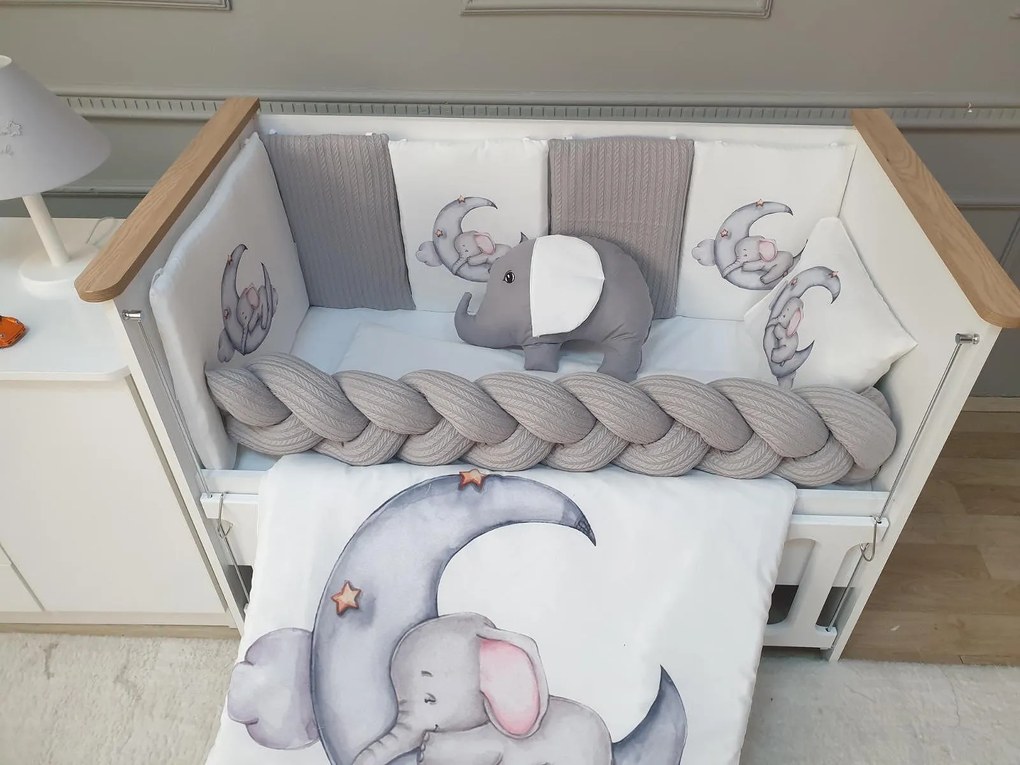 Babyhome Комплект за бебешко легло 60/120 см - слонче