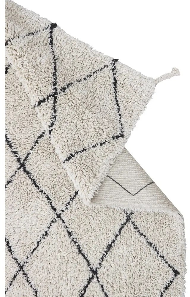 Кремав ръчно изработен памучен килим подходящ за пране 70x100 cm Mini Bereber – Lorena Canals