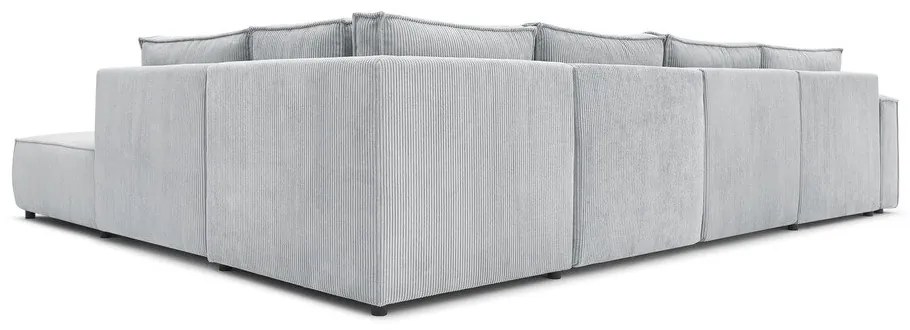 Светлосив ъглов U-образен диван от велур, десен ъгъл Nihad modular - Bobochic Paris