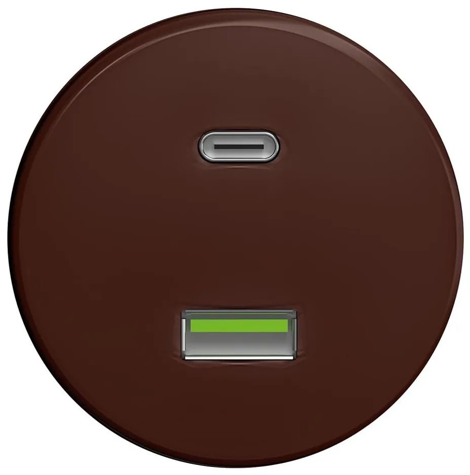 Kliklap - Ретро USB гнездо A+C без рамка кафяво