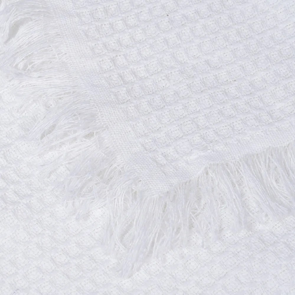 Бяло покривало за легло от рециклиран памук 260x280 cm Honeycomb – Ixia