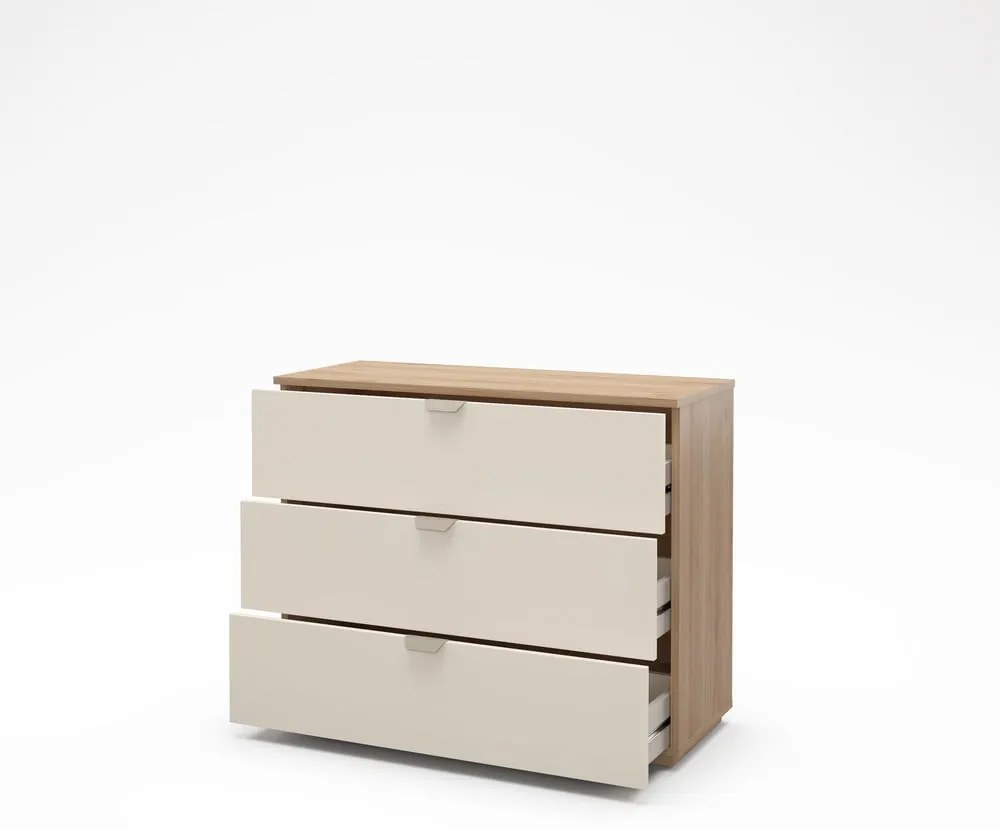 Кремаво-естествен скрин от декор от дъб 100x80x40 cm Dennis – Marckeric