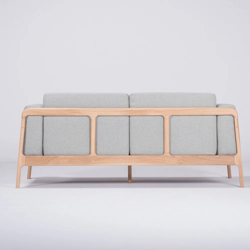 Синьо-сив диван с дъбова дървена конструкция , 180 см Fawn - Gazzda