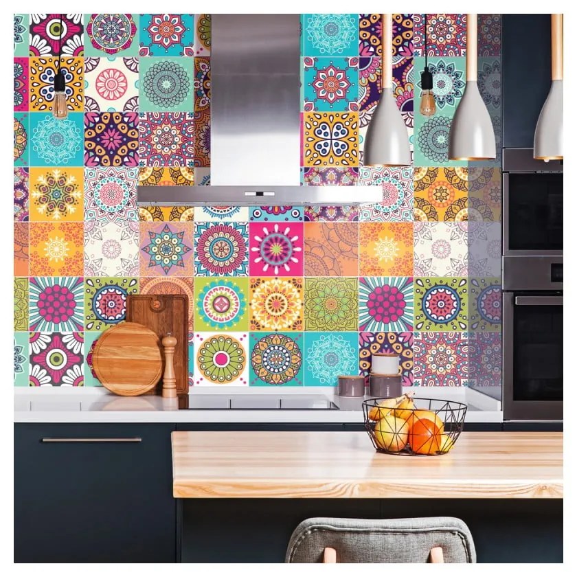 Комплект от 30 стикера за стена Плочки за стена Azulejos , 15 x 15 cm Mariska - Ambiance