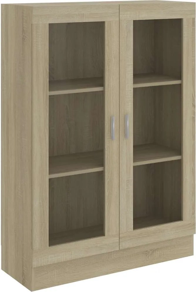 802753 vidaXL Шкаф витрина, дъб сонома, 82,5x30,5x115 см, ПДЧ