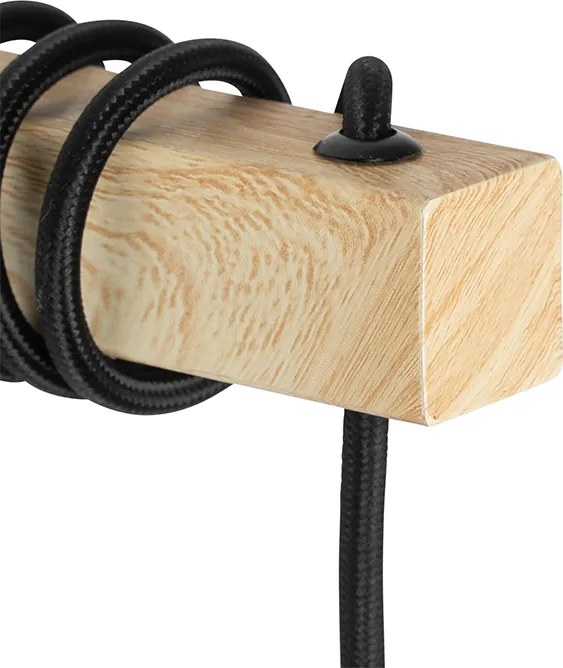 Смарт стенна лампа черна с дърво вкл. WiFi A60 - Chon