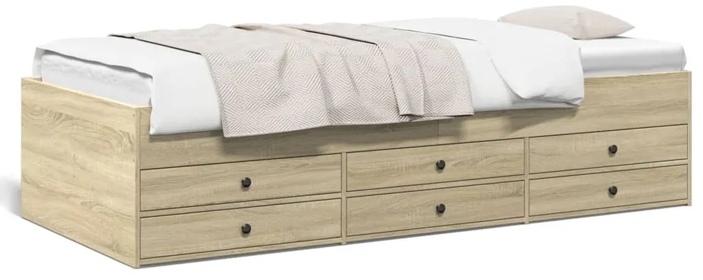 3280869 vidaXL Дневно легло с чекмеджета, без матрак, сонома дъб, 100x200 см