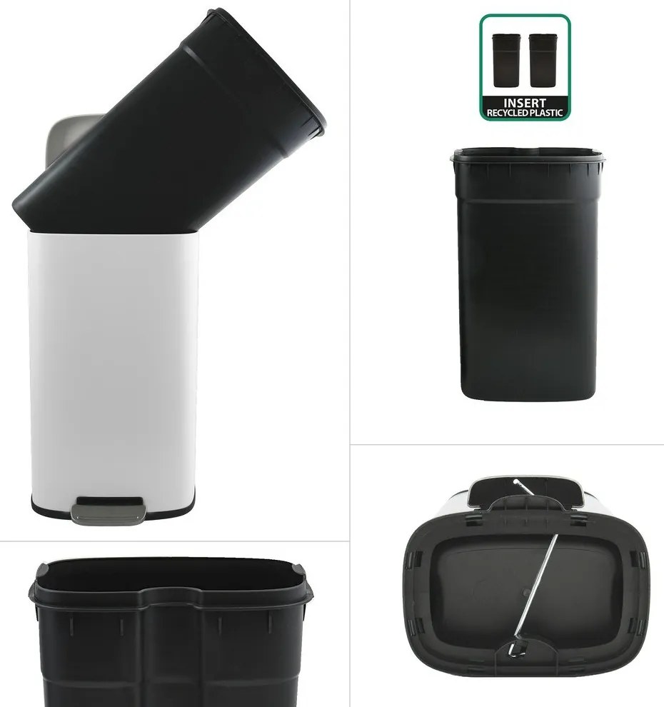 Стоманено кошче за боклук с педал в матово бял цвят 50 l Akira – Spirella