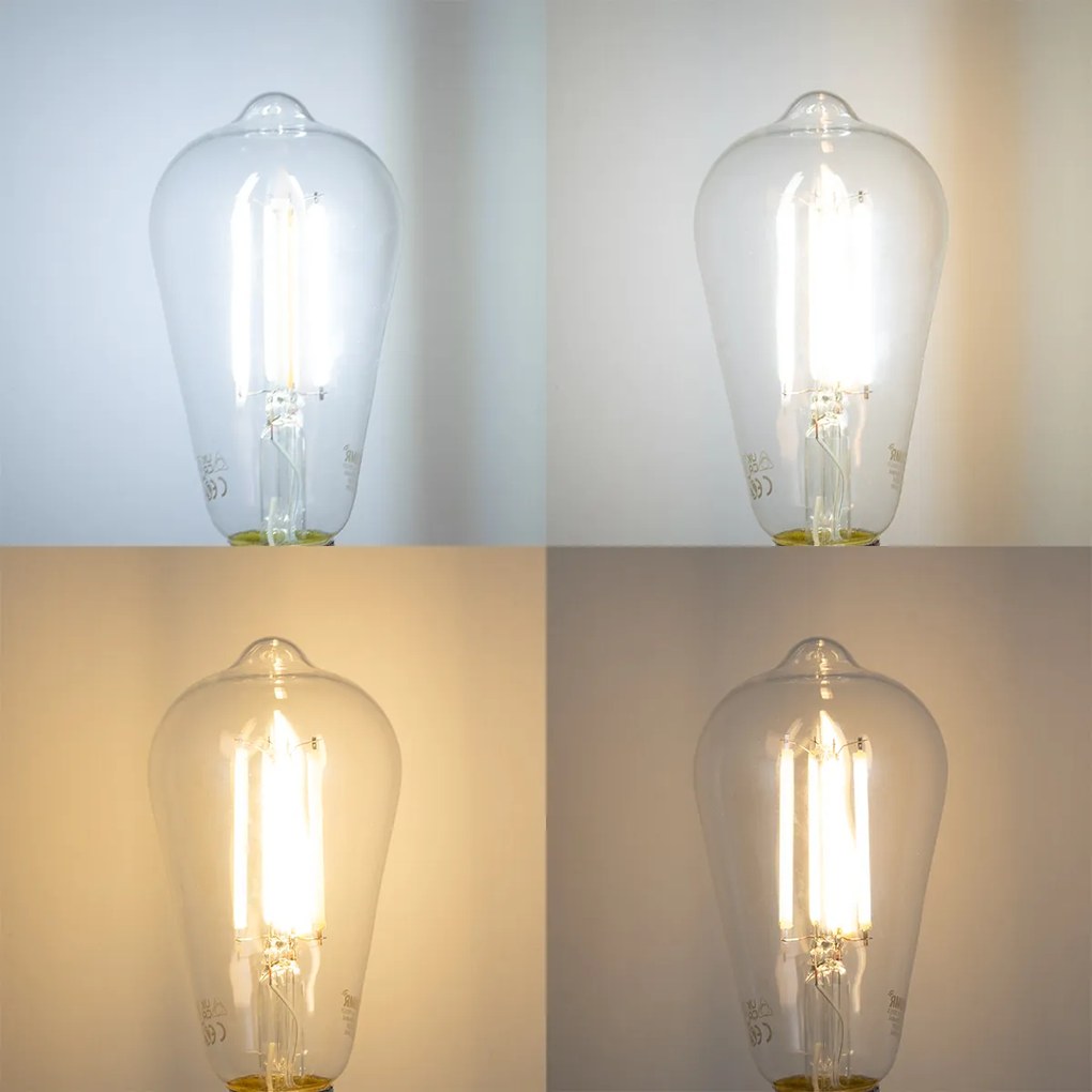 E27 Димируема LED крушка ST64 прозрачна 7W 806lm 2700-6500K