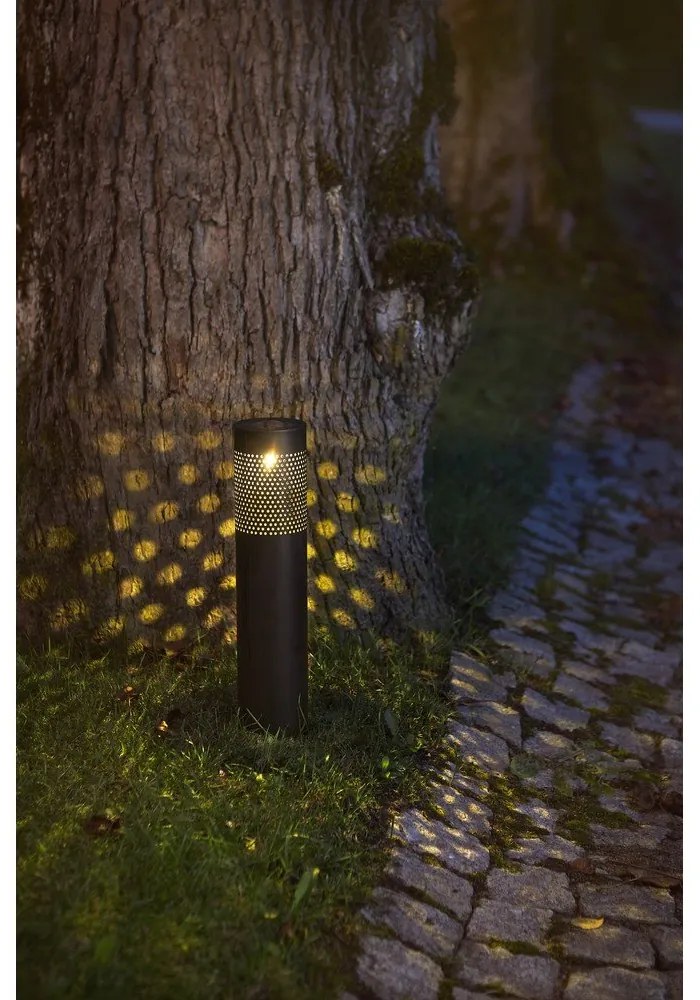 Черна слънчева LED светлина от неръждаема стомана, височина 39 cm Blace - Star Trading