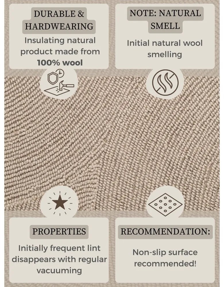 Бежов ръчно изработен вълнен кръгъл килим ø 150 cm Calmio – Hanse Home