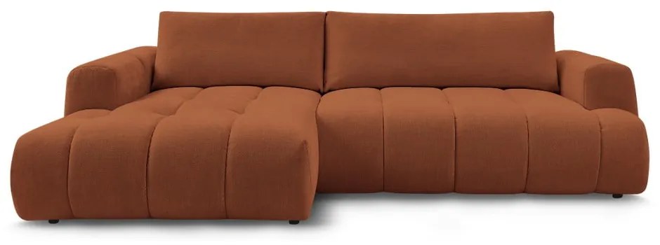 Сгъваем/с място за съхранение ъглов диван в тухлен цвят (ляв ъгъл) Fuji – Bobochic Paris