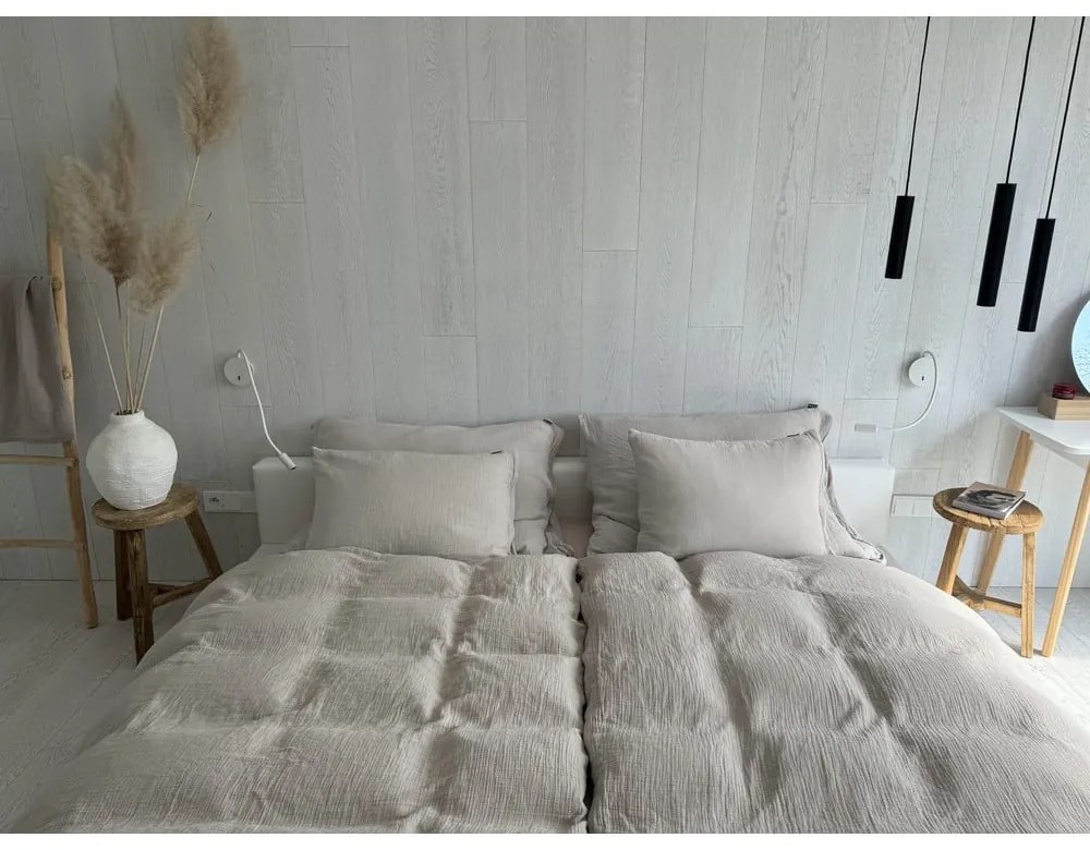 Бежово двойно муселиново спално бельо 200x200 cm Plain Muslin – Butter Kings