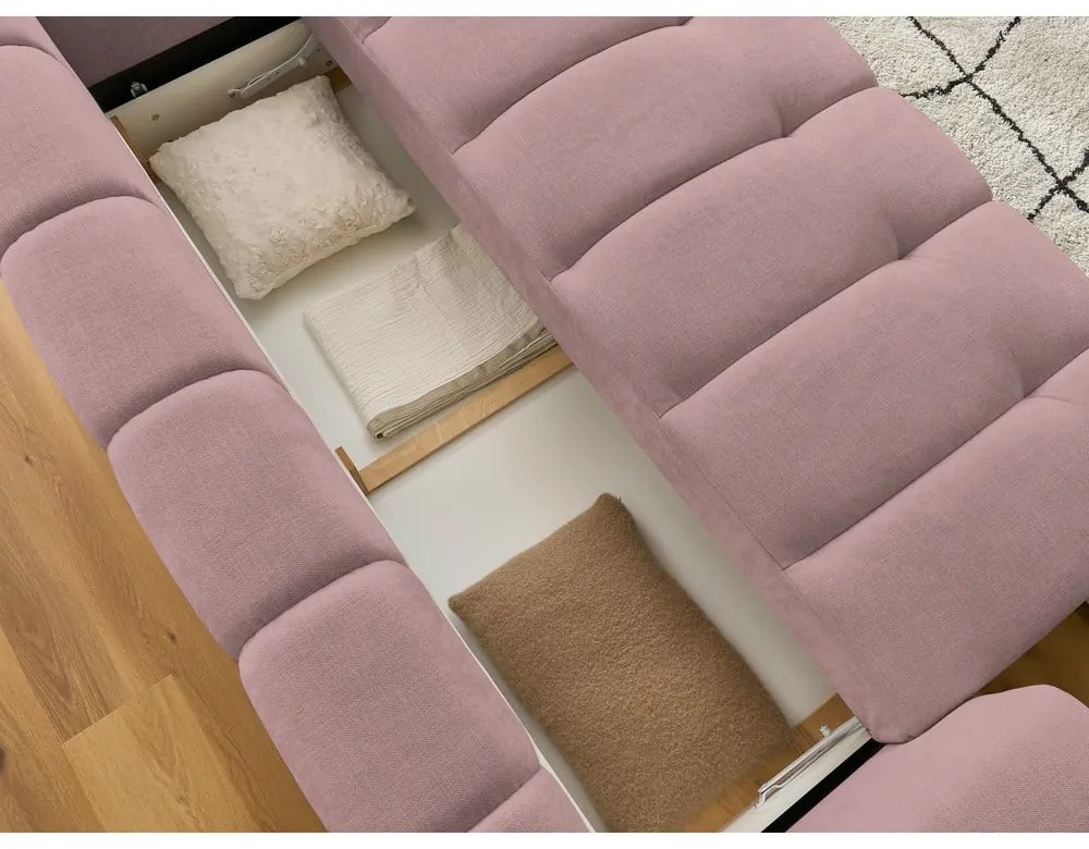 Розов сгъваем/с място за съхранение диван 251 cm Fuji – Bobochic Paris