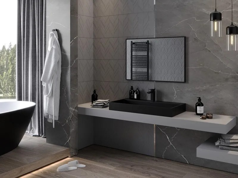 Mexen Loft правоъгълно огледало за баня 90 x 60 см, черна рамка - 9852-090-060-000-70