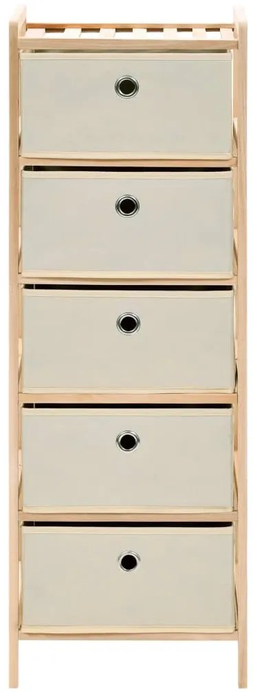 246434 vidaXL Шкаф за съхранение с 5 кошници от текстил, дърво кедър, бежов