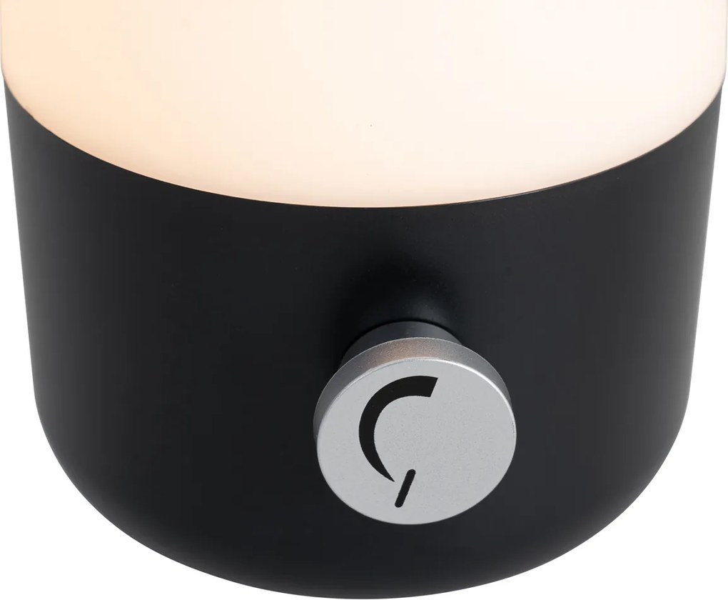 Градинска настолна лампа черна и бяла с презареждаща се LED IP44 - Haard