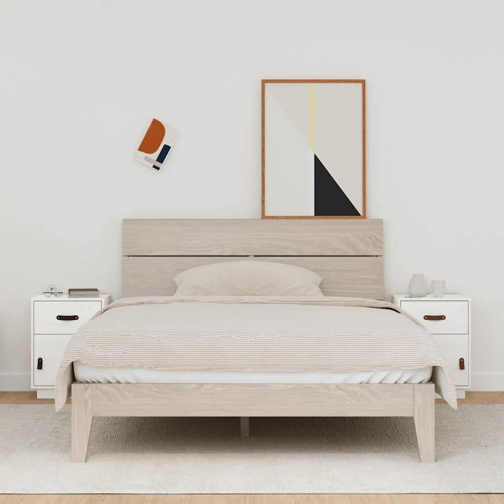 818308 vidaXL Нощни шкафчета, 2 бр, бели, 40x34x55 см, борово дърво масив