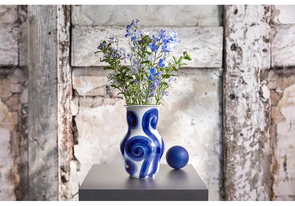 Синя ръчно рисувана каменна ваза Tulle - Kähler Design