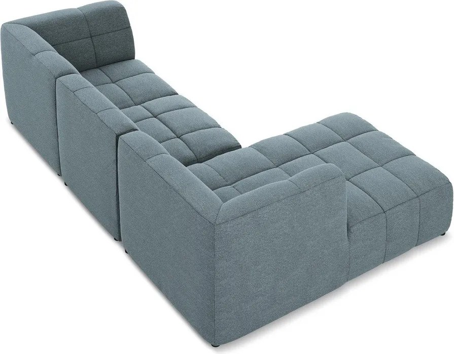 Син ъглов диван от прежда с примки от букле (ляв ъгъл) Aloha – Makamii