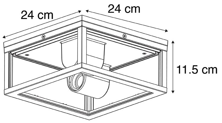 Интелигентен таванен аплик черен IP44 2-светлина с Wi-Fi ST64 - Charlois