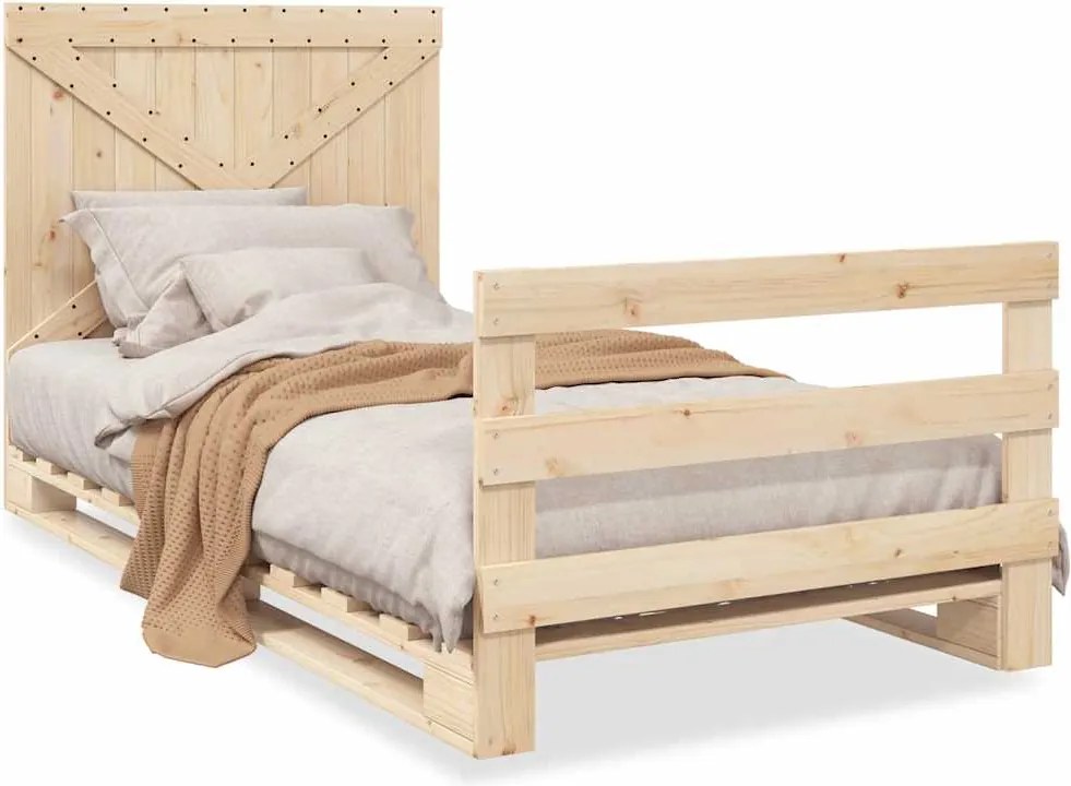 3281575 vidaXL Рамка за легло с табла, 100x200 см, борово дърво масив