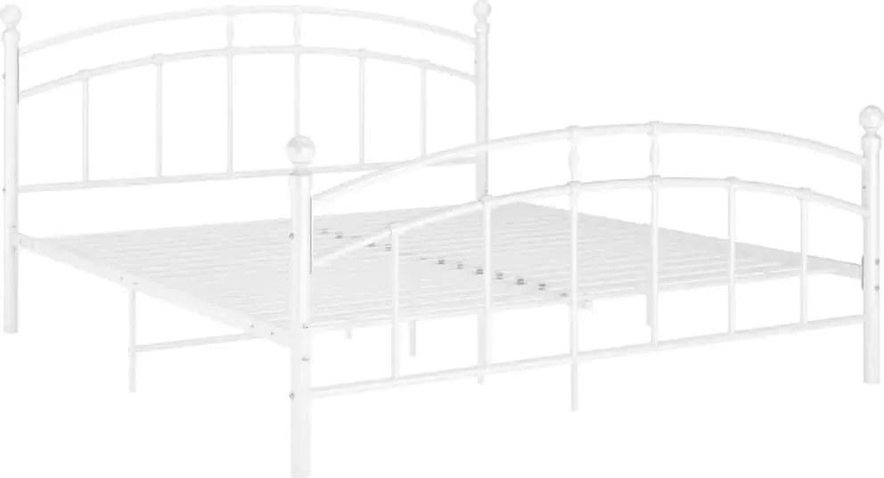 324980 vidaXL Рамка за легло, бяла, метал, 160x200 см