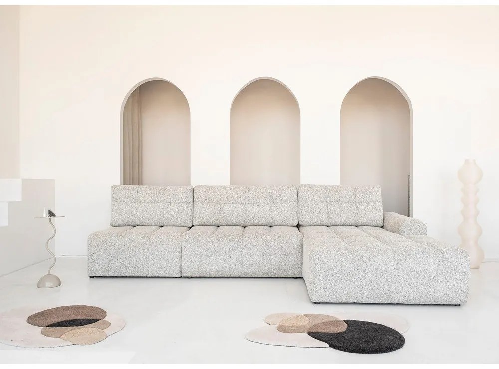 Бежов разтегателен модулен ъглов диван с място за съхранение (десен ъгъл) Lulu – Miuform