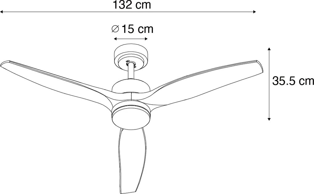 Смарт вентилатор за таван черен с дървен принт 132 см вкл. LED димируем с дистанционно управление - Joly