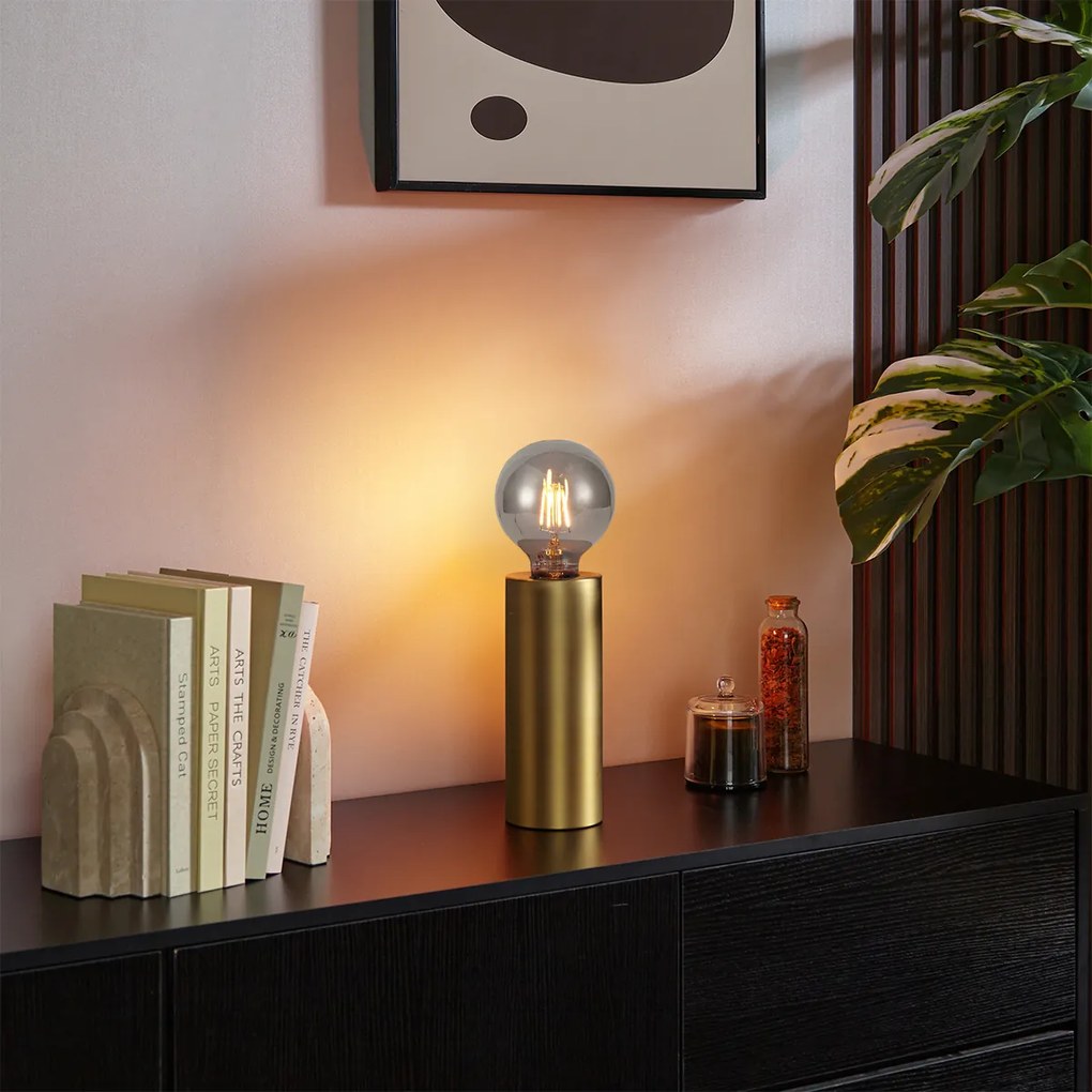 Модерна настолна лампа месинг 24 см - Cylinder