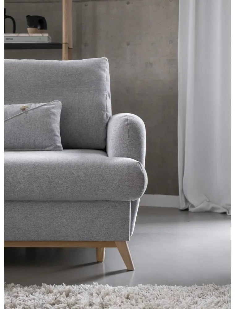 Светлосив разтегателен/с място за съхранение ъглов диван (ляв ъгъл) Scandic Lagom – Miuform