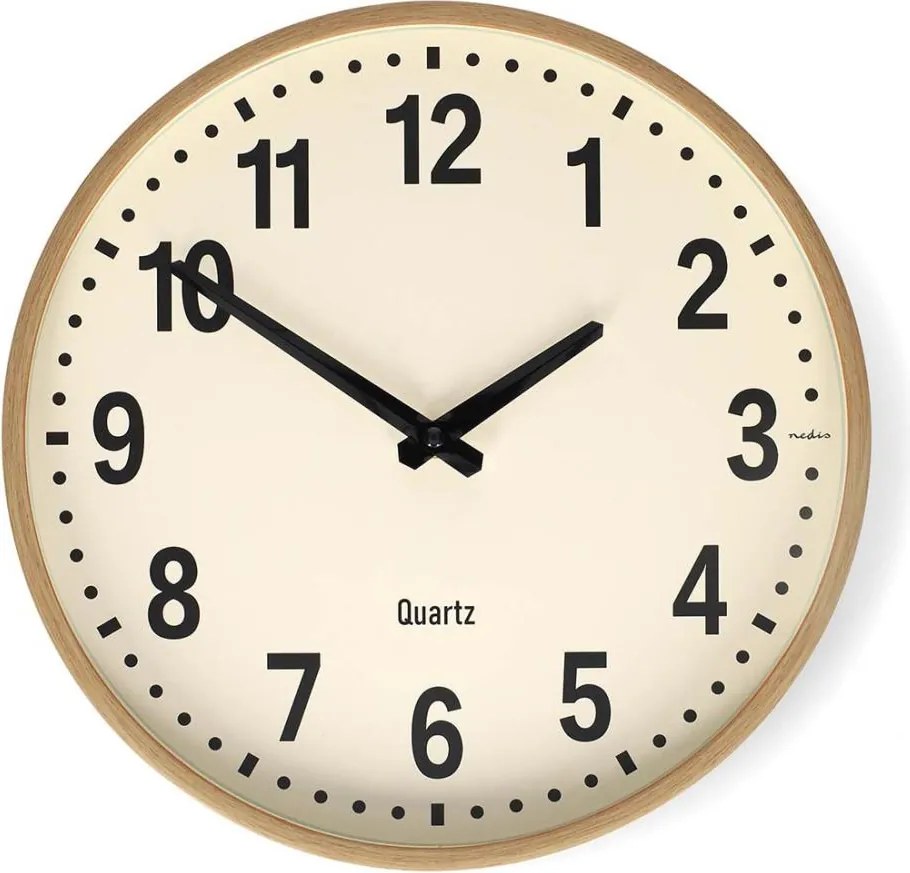 Nedis CLWA2226WD - стенен часовник Ø 30,8 см, 1x AA, дървен