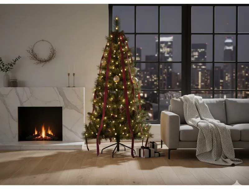 Изкуствена елха с шишарки Everlands Norwich Pine, 150 см, 446 клони, Метална стойка, Зелен