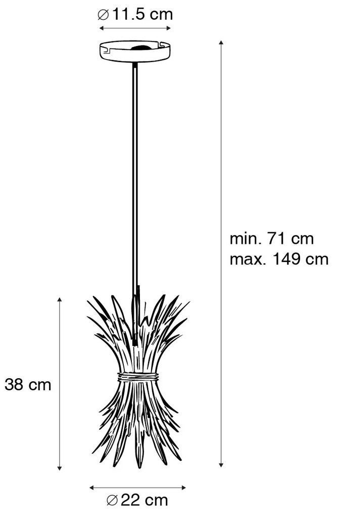Арт Деко висяща лампа златиста с черна - Wesley