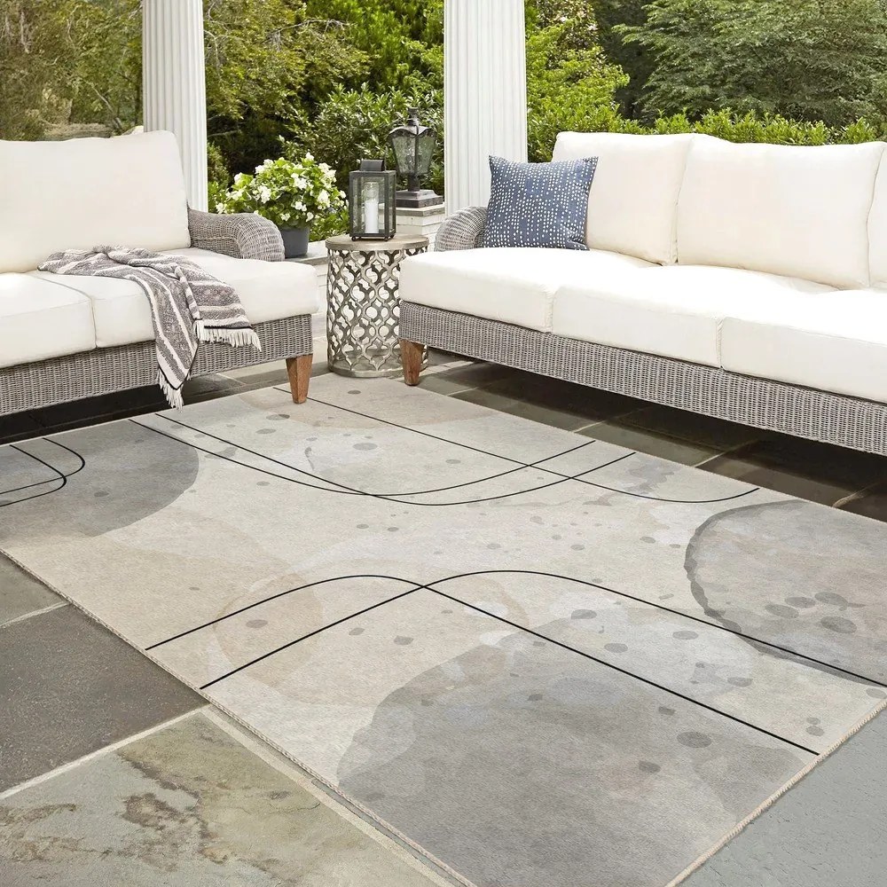 Сиво-кремав килим подходящ за пране 160x230 cm Simple Lines – Mila Home