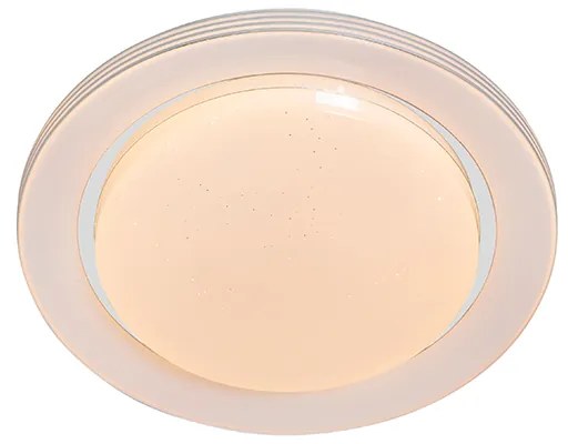 Таванна лампа бяла 38 см с LED с дистанционно управление - Jochem