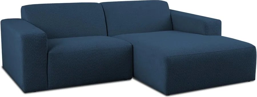 Тъмносин ъглов диван от букле (десен ъгъл) Roxy – Scandic