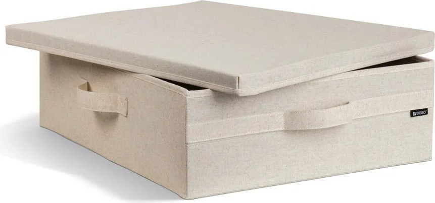 Бежова текстилна кутия за съхранение с капак 46x56x16 cm Soft Storage Low – Bigso
