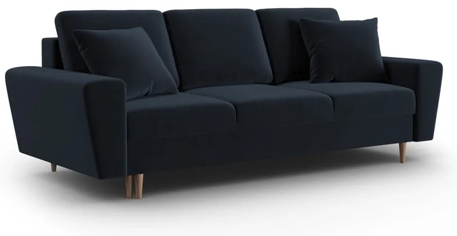 Тъмносин кадифен разтегателен диван с място за съхранение 235 cm Kyoto – Cosmopolitan Design