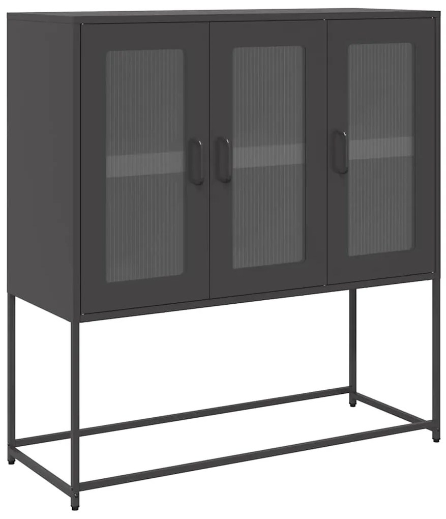 853404 vidaXL Бюфет, черен, 100,5x39x107 см, студеновалцувана стомана