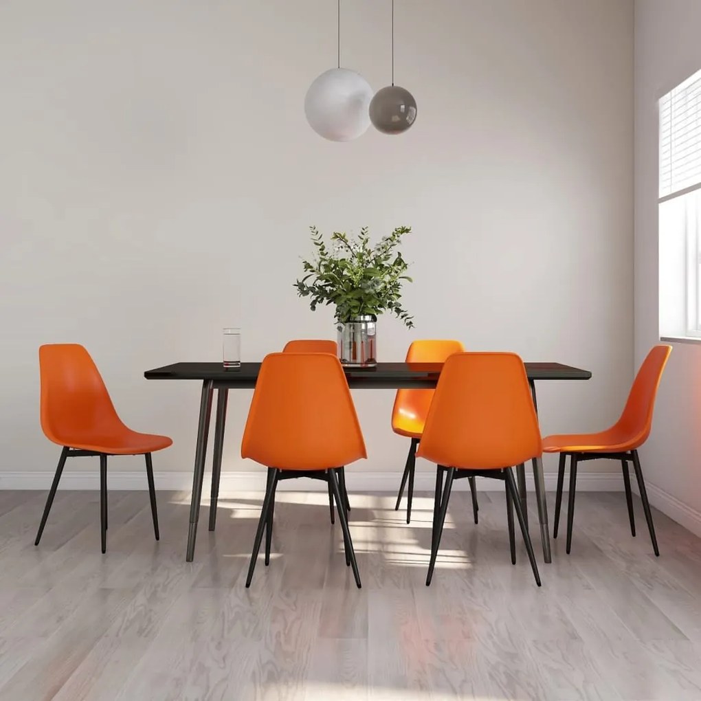 3082350 vidaXL Трапезни столове, 6 бр, оранжеви, РР