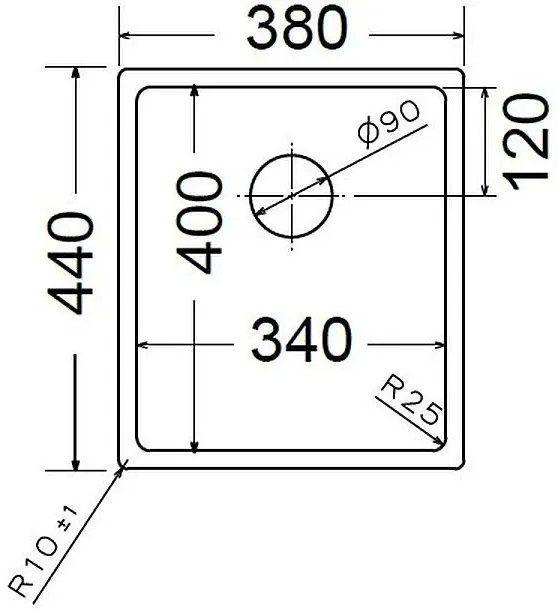 Fortinox Squadro Дължина на мивката: 38 см.