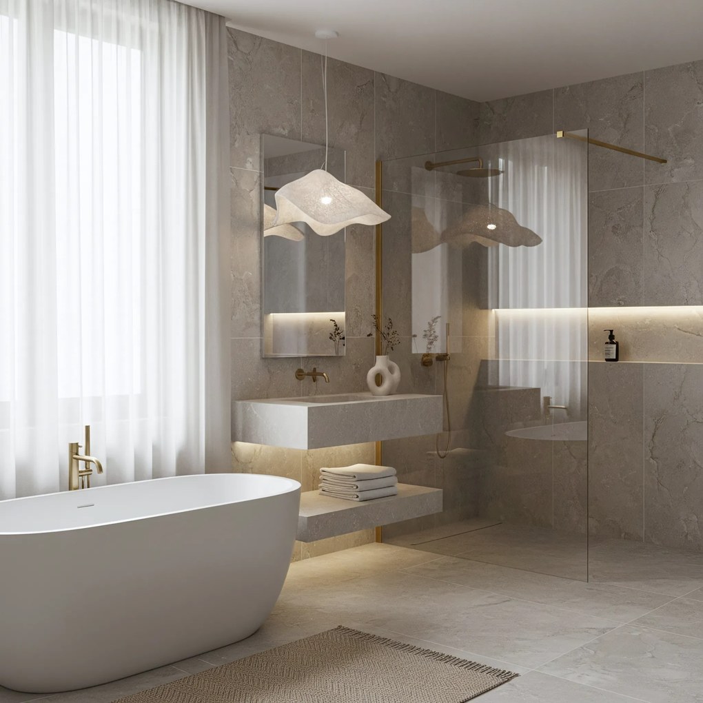 Параван за душ Rea Flexi Transparent / Brush Gold 120