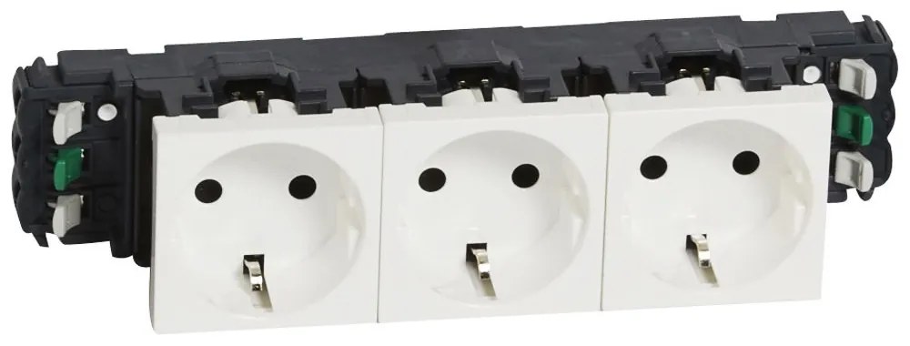 Legrand 077403 Блок контакт шуко 3x2P+E 6M бял Mosaic ,  - КК10006
