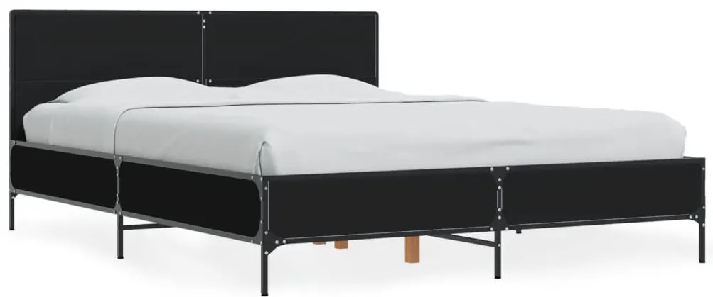 3279992 vidaXL Рамка за легло, черна, 120x200 см, инженерно дърво и метал