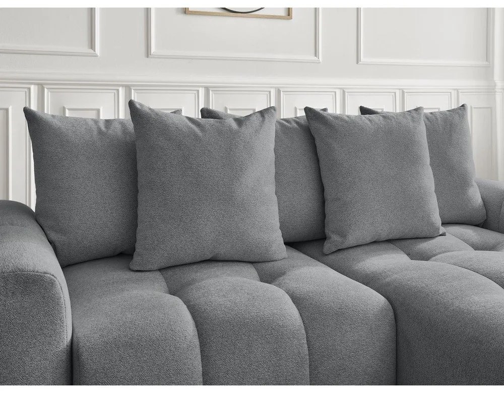 Сив шенилов разтегателен ъглов диван с място за съхранение (десен ъгъл) Roxelane – Bobochic Paris