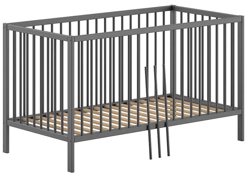 Антрацит детско креватче 70x140 cm от масивен бор DINO – Vipack